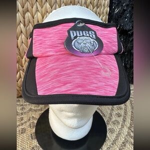 NEW Pugs Sun Visor Hat Strap Back Pink Performance Sports Outdoor Athletic Women